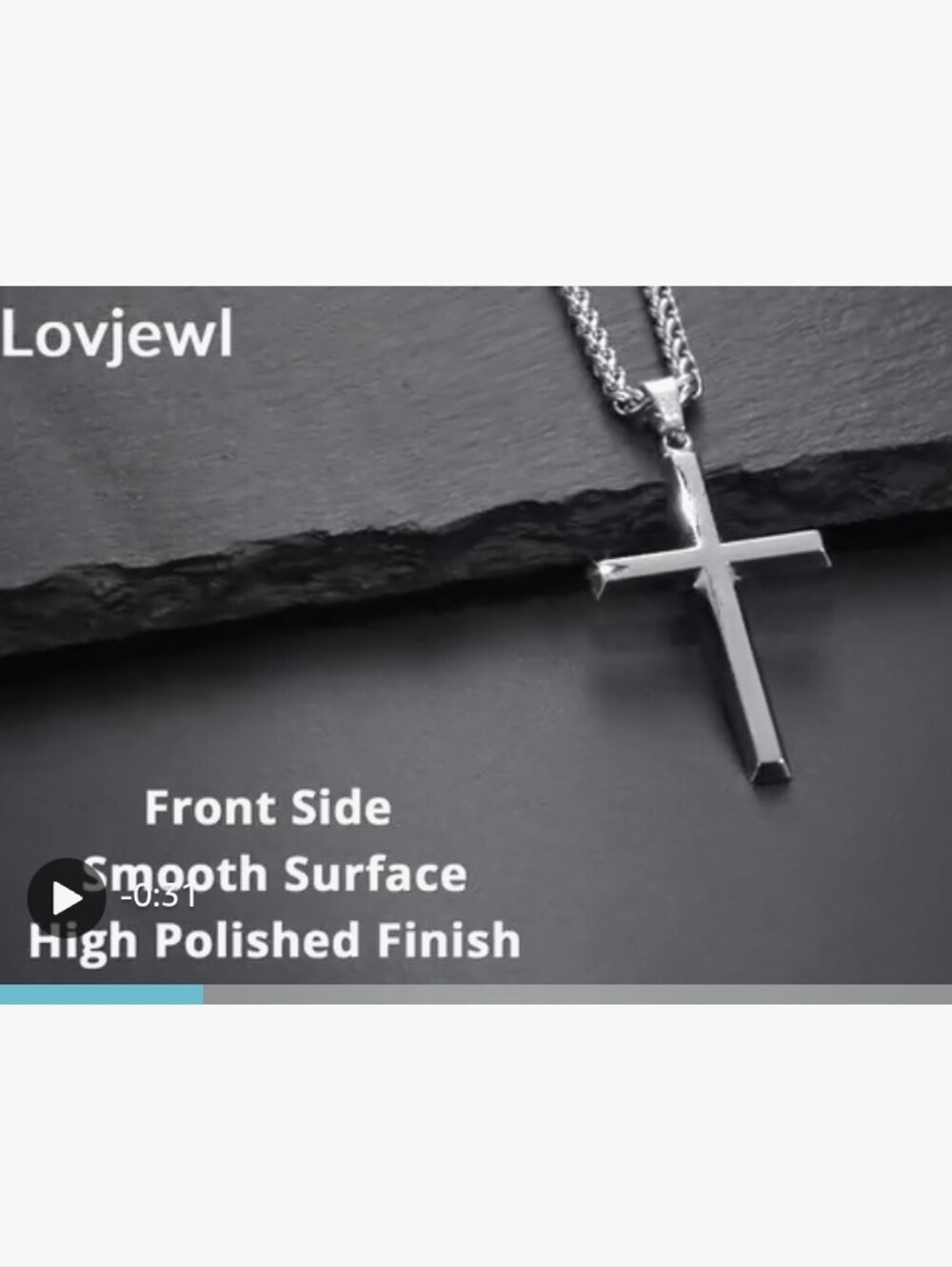 18" Sterling Silver Cross Pendant And Stainless Steel Wheat Chain Necklace - Picture 7 of 8